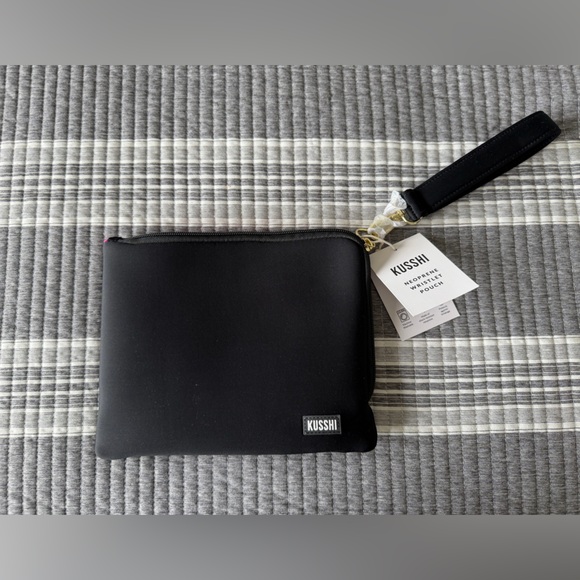 Handbags - Kusshi Black Neoprene Wristlet Pouch